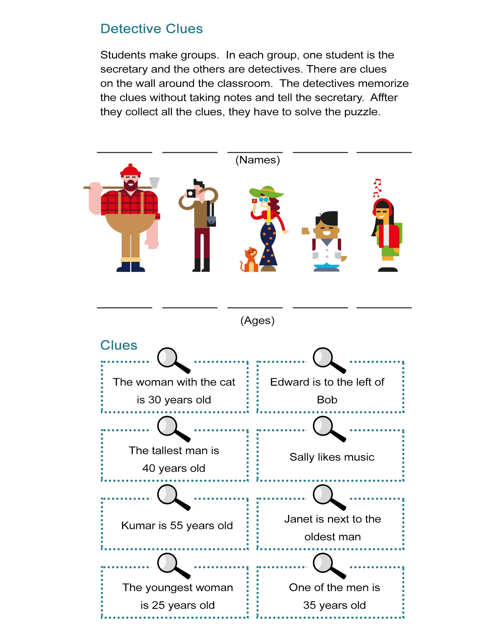 Detective Clues: Solve The Mystery In The Puzzle Worksheet - All Esl in Free Printable Detective Games