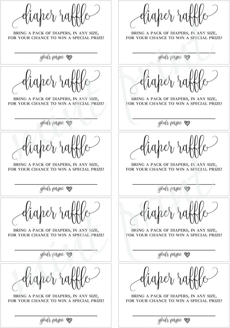Diaper Raffle Ticket For Baby Shower Invitations, Diaper Raffle intended for Diaper Raffle Template Free Printable