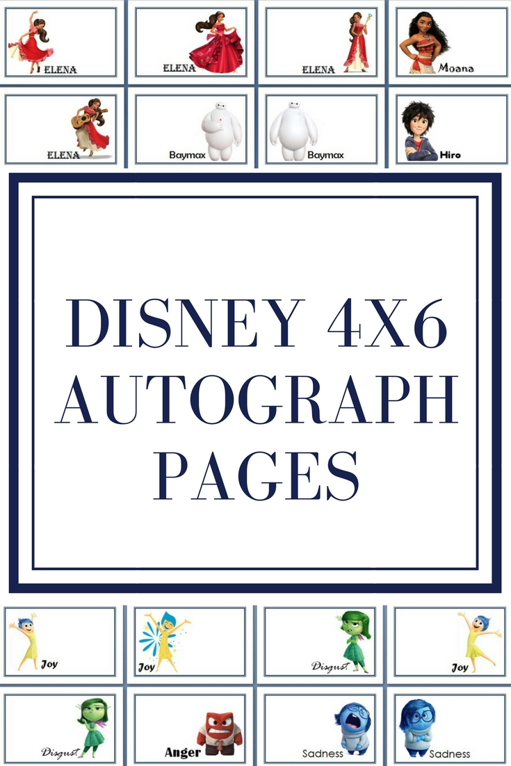 Disney 4X6 Autograph Pages in Free Printable Autograph Book For Kids