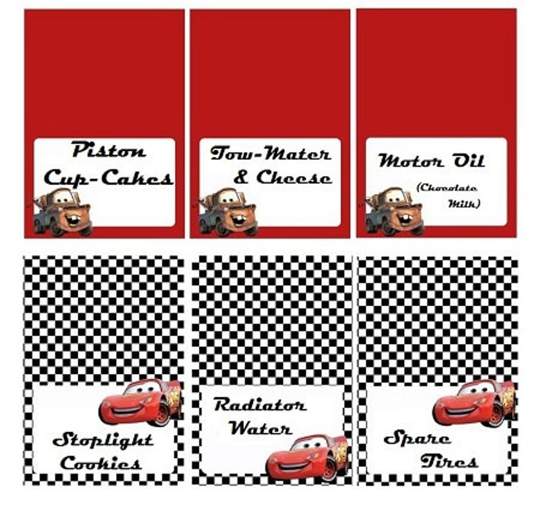 Disney Cars Food Labels Personalized - Etsy throughout Free Printable Cars Food Labels