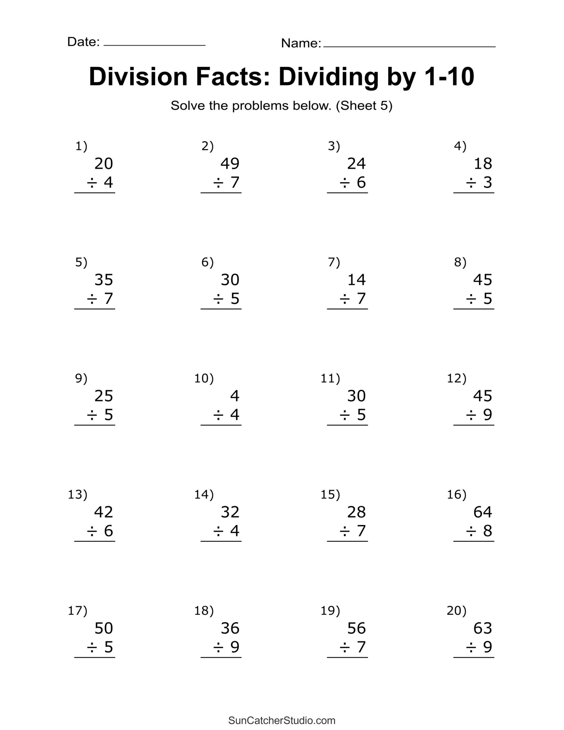 Division Worksheets &amp;amp; Problems (Free Printable Math Drills) – Diy in Free Printable Division Worksheets For 5Th Grade