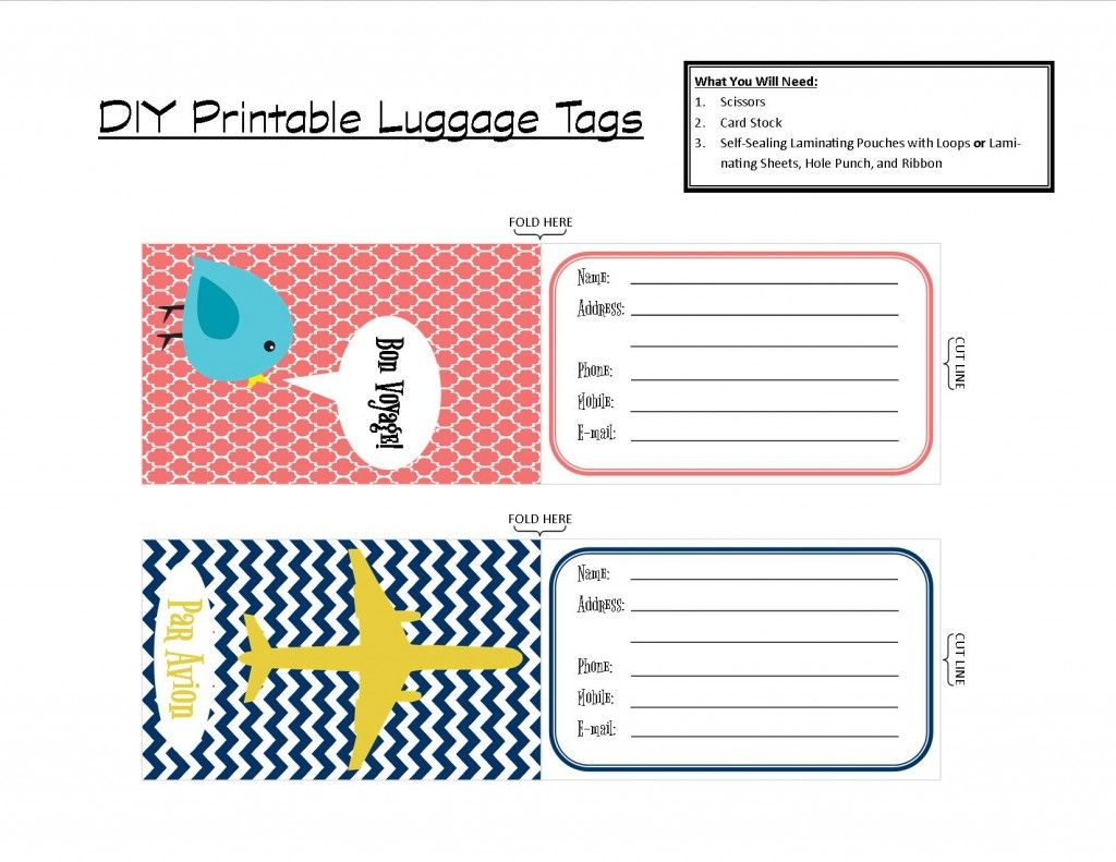 Diy Printable Luggage Tags | Luggage Tags Printable, Luggage Tag inside Free Printable Luggage Tags