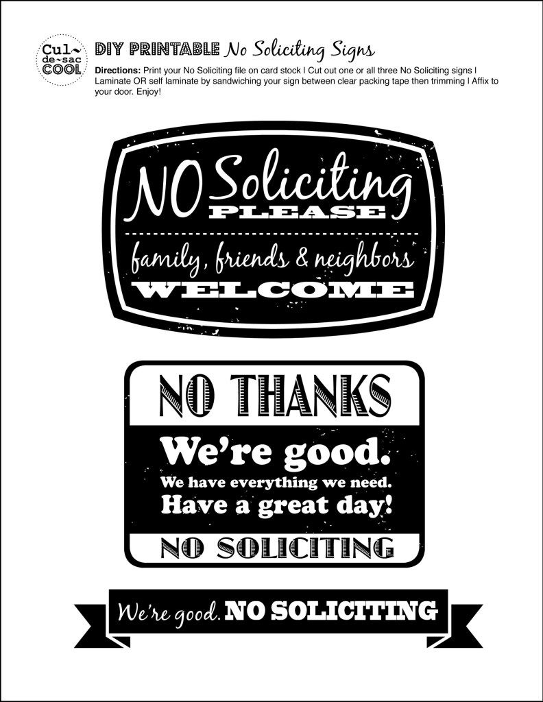 Diy Printable No Soliciting Signs regarding Free Printable No Soliciting Sign