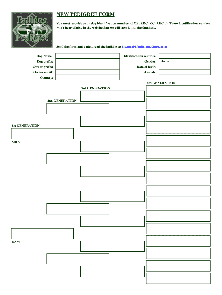 Dog Pedigree Template - Fill Online, Printable, Fillable, Blank intended for Free Printable Dog Pedigree Generator