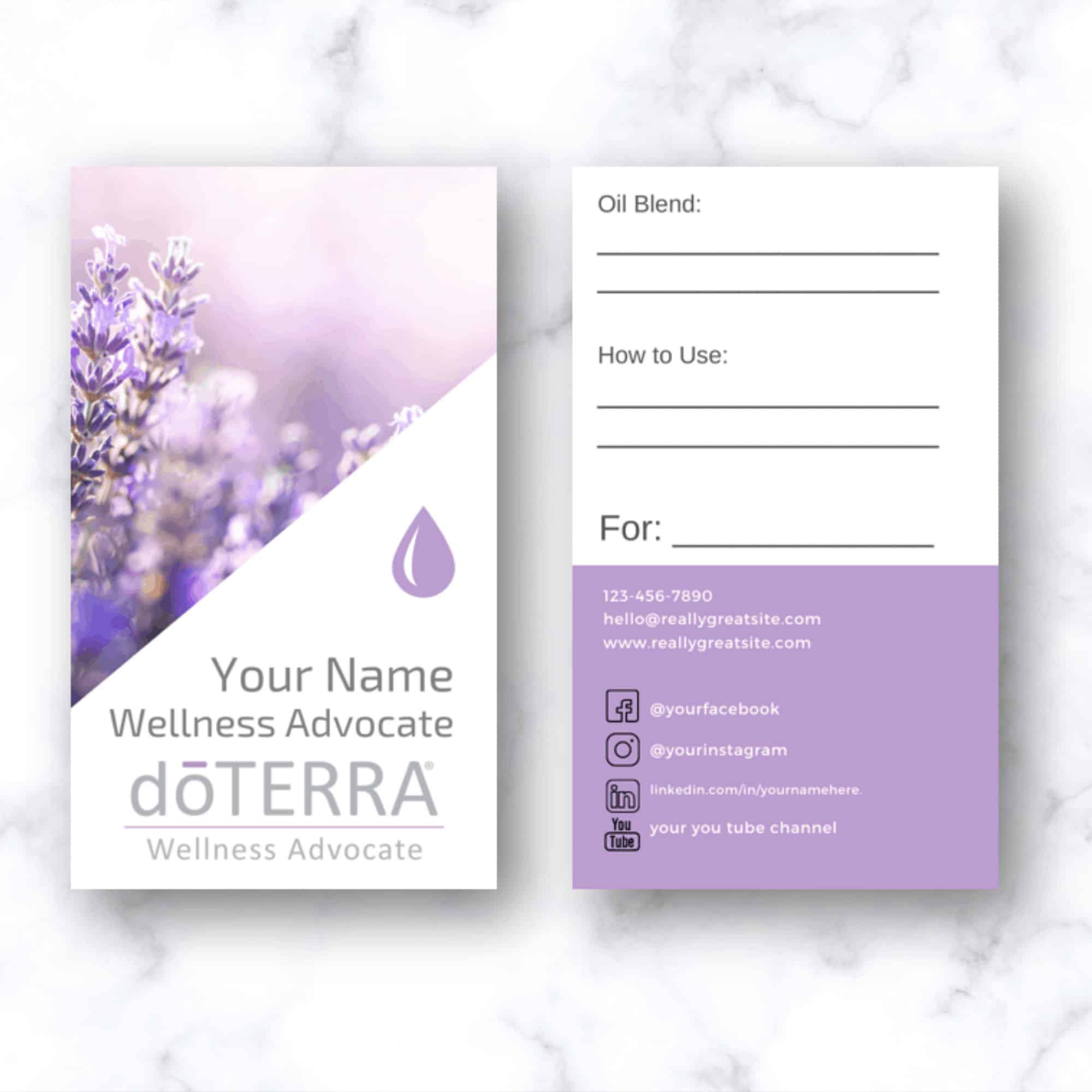 Doterra Business Cards - Desert Naturals intended for Free Printable Doterra Sample Cards