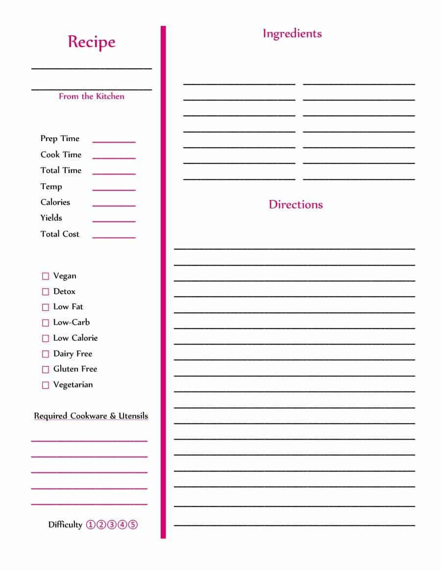 Download Cookbook Template 42 | Recipe Book Templates, Cookbook in Free Printable Recipe Book Pages