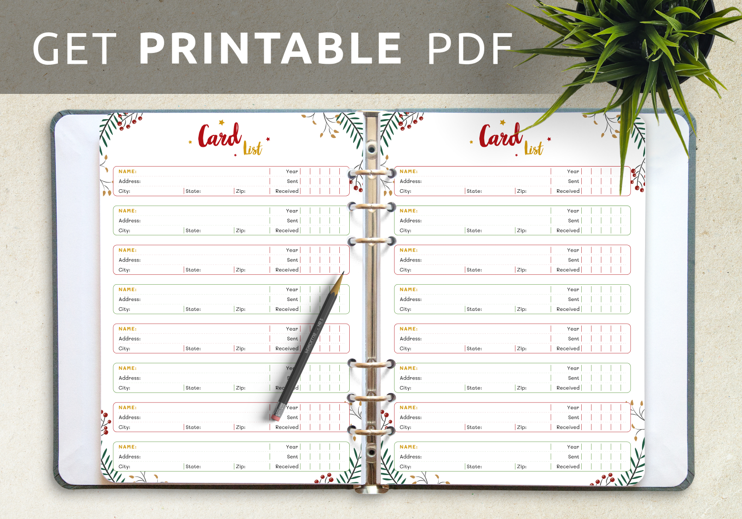 Download Printable Christmas Style - Card List Pdf pertaining to Free Printable Christmas Card List Template