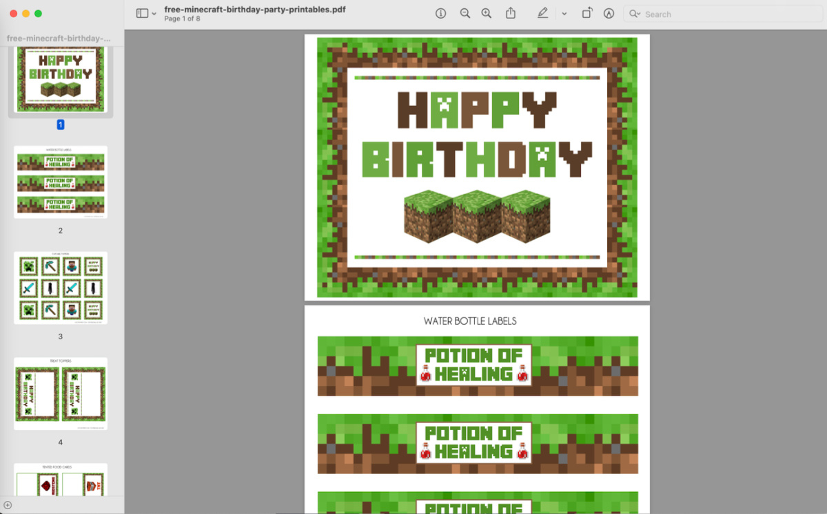 Download These Awesome Free Minecraft Party Printables! | Catch My in Free Minecraft Party Printables