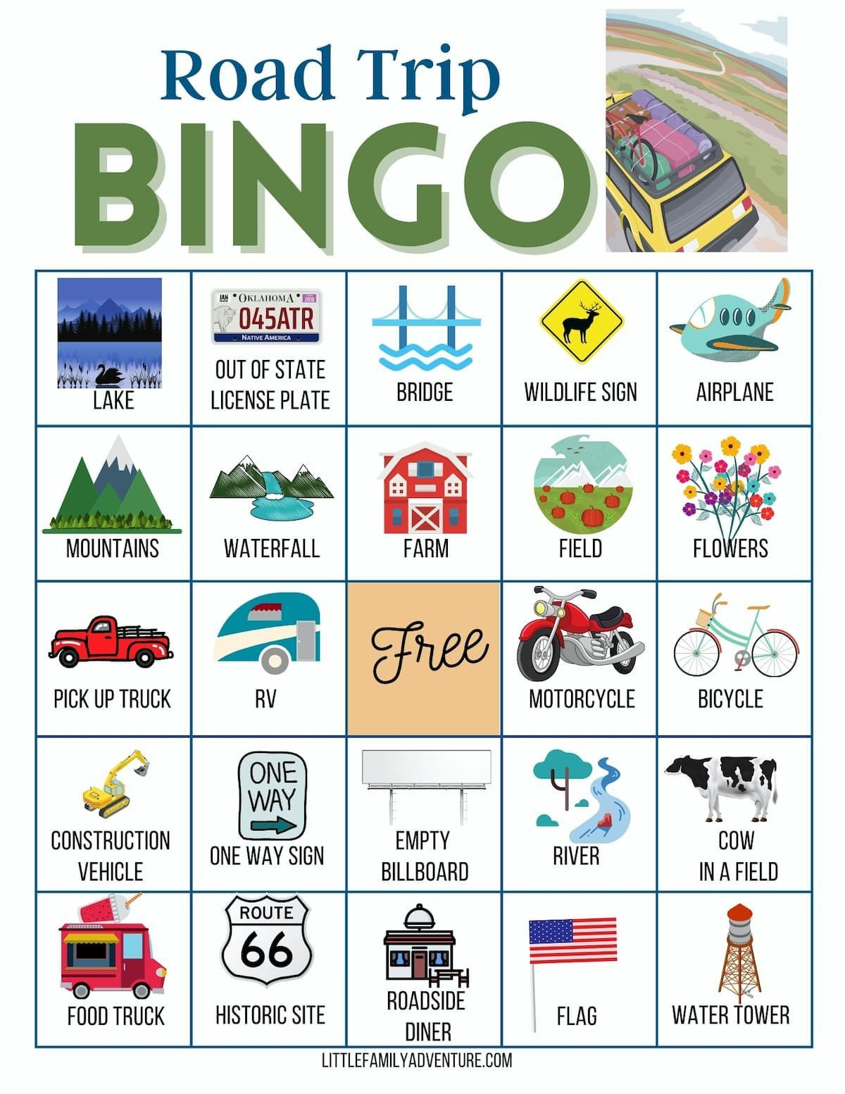 Download These Free Car Bingo Printable Cards | Road Trip Fun regarding Free Printable Car Bingo