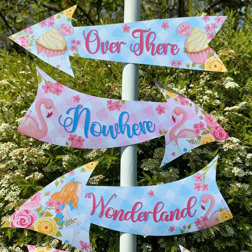 Dreamy Alice In Wonderland Party Signs within Alice In Wonderland Signs Free Printable