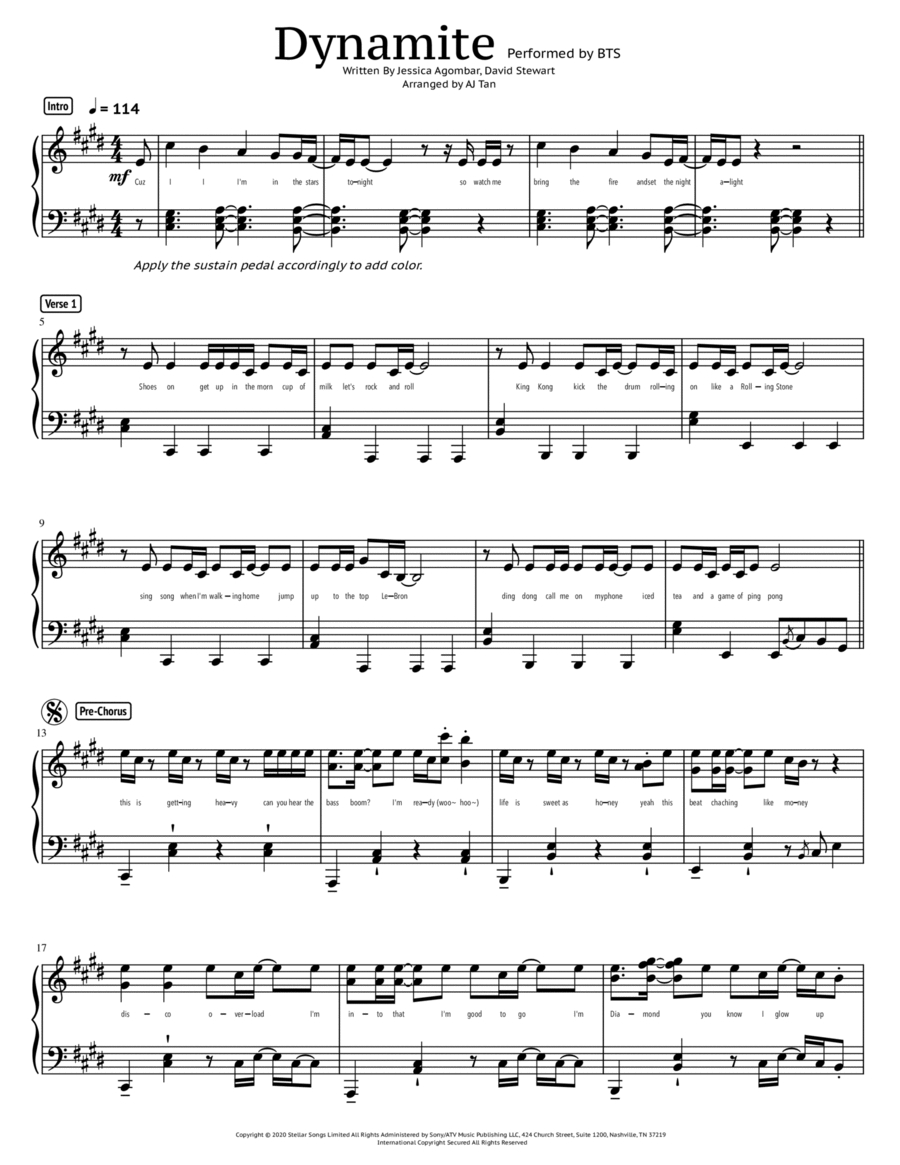 Dynamitebts - Piano Solo - Digital Sheet Music | Sheet Music Plus pertaining to Dynamite Piano Sheet Music Free Printable