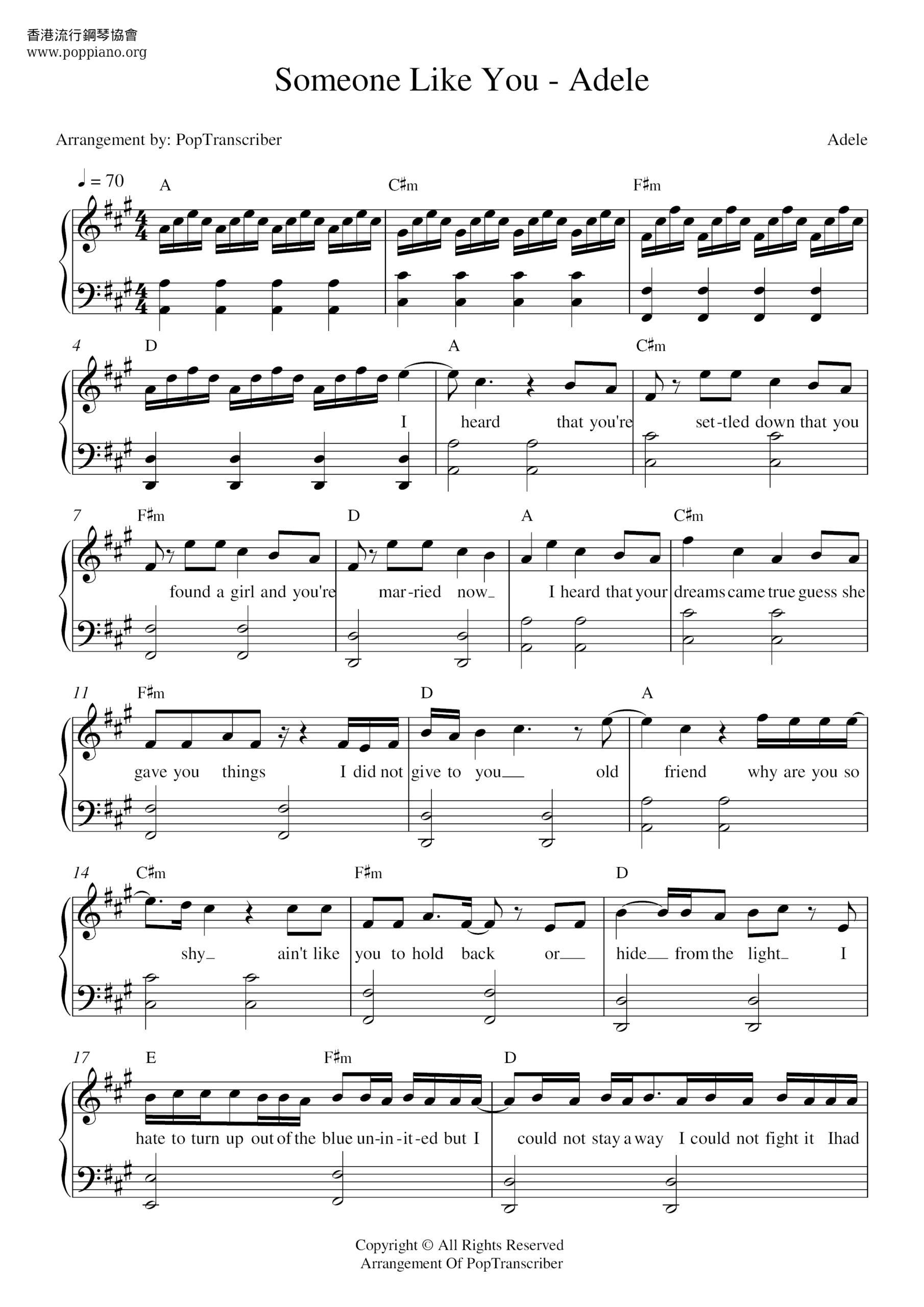 ☆ Someone Like You | Sheet Music | Piano Score Free Pdf Download with regard to Free Printable Sheet Music Adele Someone Like You