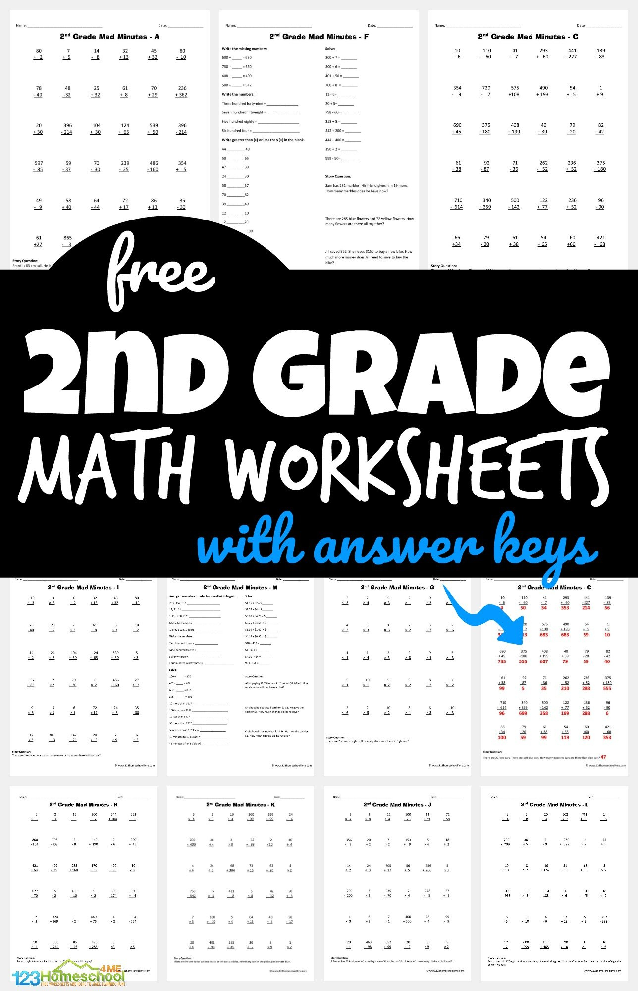 ✏️ Free Printable 2Nd Grade Math Minutes Worksheets Pdf with Free Math Printables For 2Nd Grade