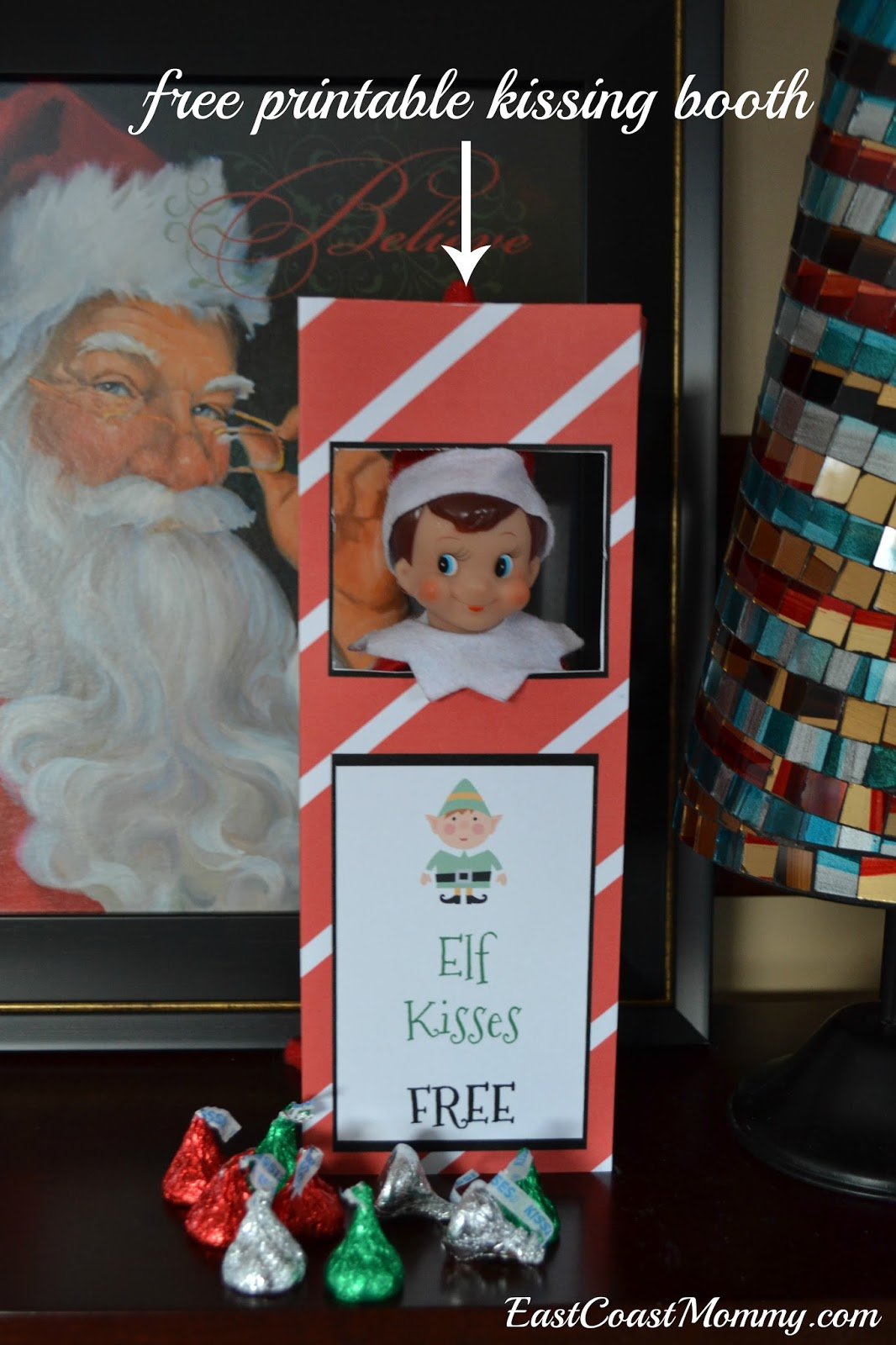 East Coast Mommy: Elf On The Shelf Kissing Booth (Free Printable) pertaining to Elf On The Shelf Kissing Booth Free Printable