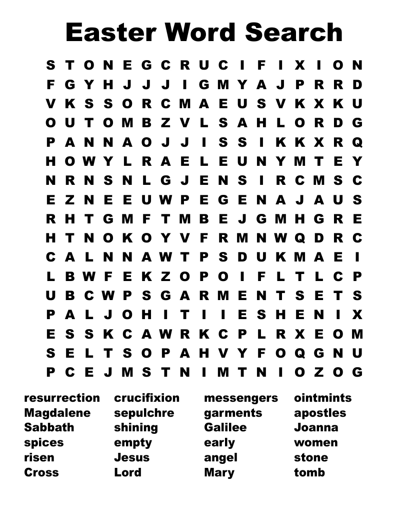 Easter Word Search - Wordmint in Free Printable Religious Easter Word Searches