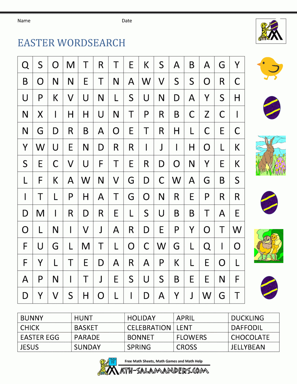 Easter Worksheets For Kids pertaining to Free Printable Easter Worksheets for 3rd Grade