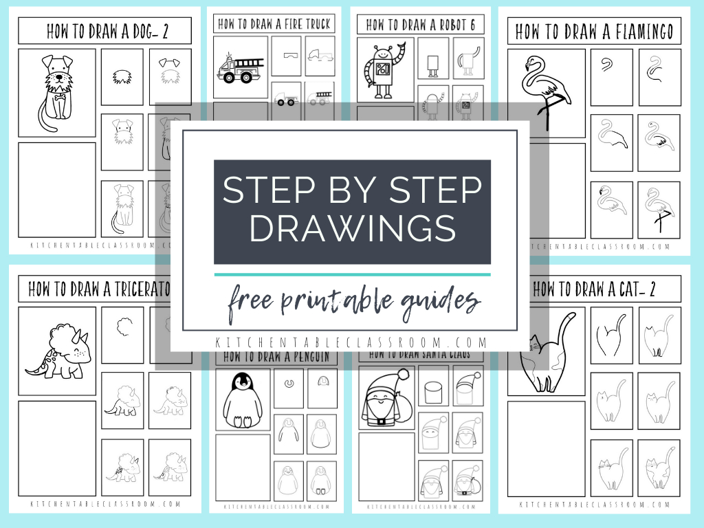 Easy Drawings For Kids- Step Step Drawing - The Kitchen Table within Free Printable Drawing Worksheets