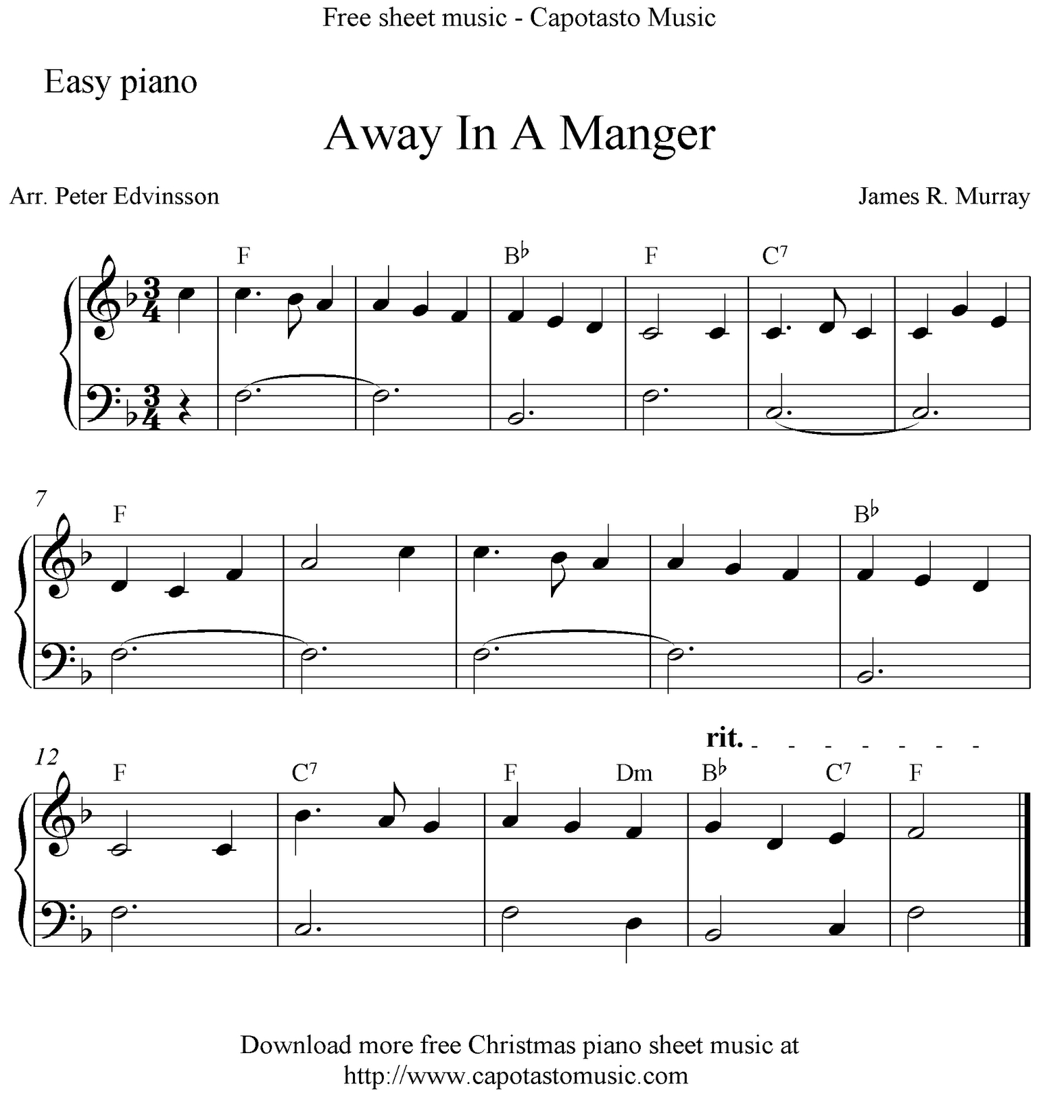 Easy Piano Arrangementpeter Edvinsson Of The Christmas Carol pertaining to Free Printable Christmas Sheet Music For Piano