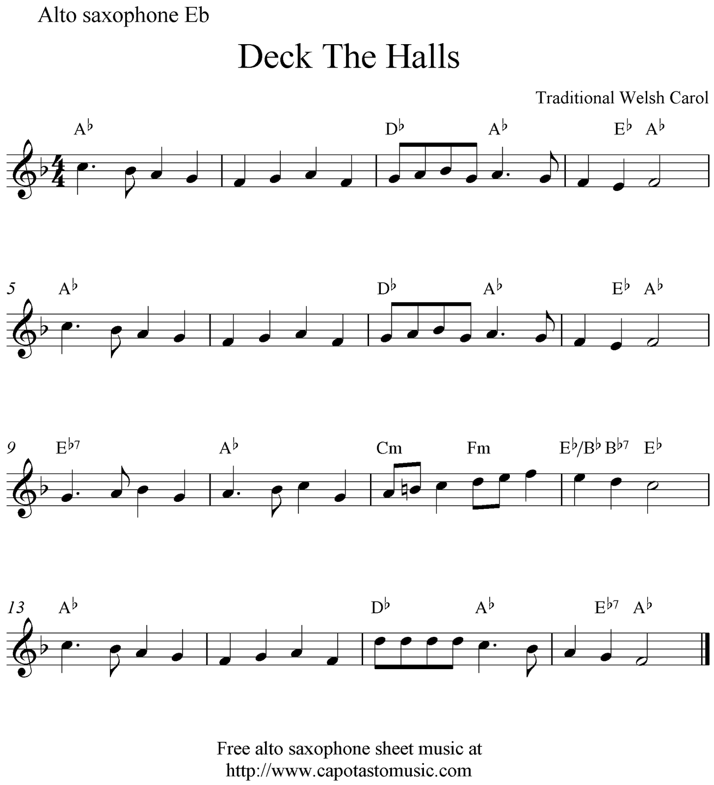 Easy Sheet Music For Beginners: Deck The Halls, Free Christmas pertaining to Free Printable Christmas Sheet Music for Alto Saxophone