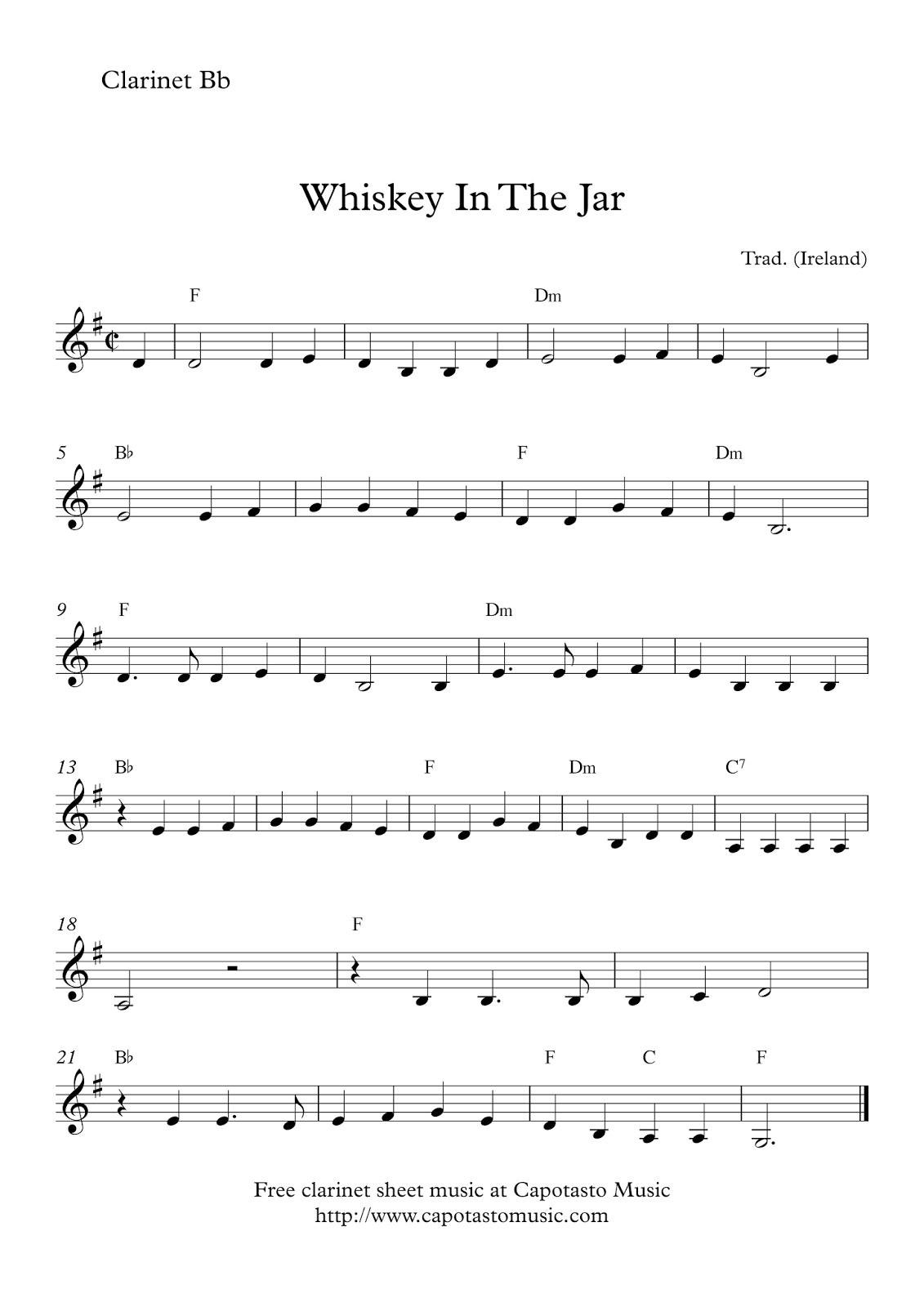 Easy Sheet Music For Beginners: Free Easy Clarinet Sheet Music with regard to Free Printable Clarinet Sheet Music