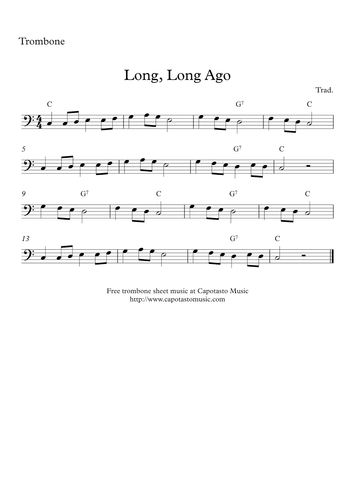 Easy Sheet Music For Beginners: Free Easy Trombone Sheet Music for Sheet Music For Trombone Free Printable