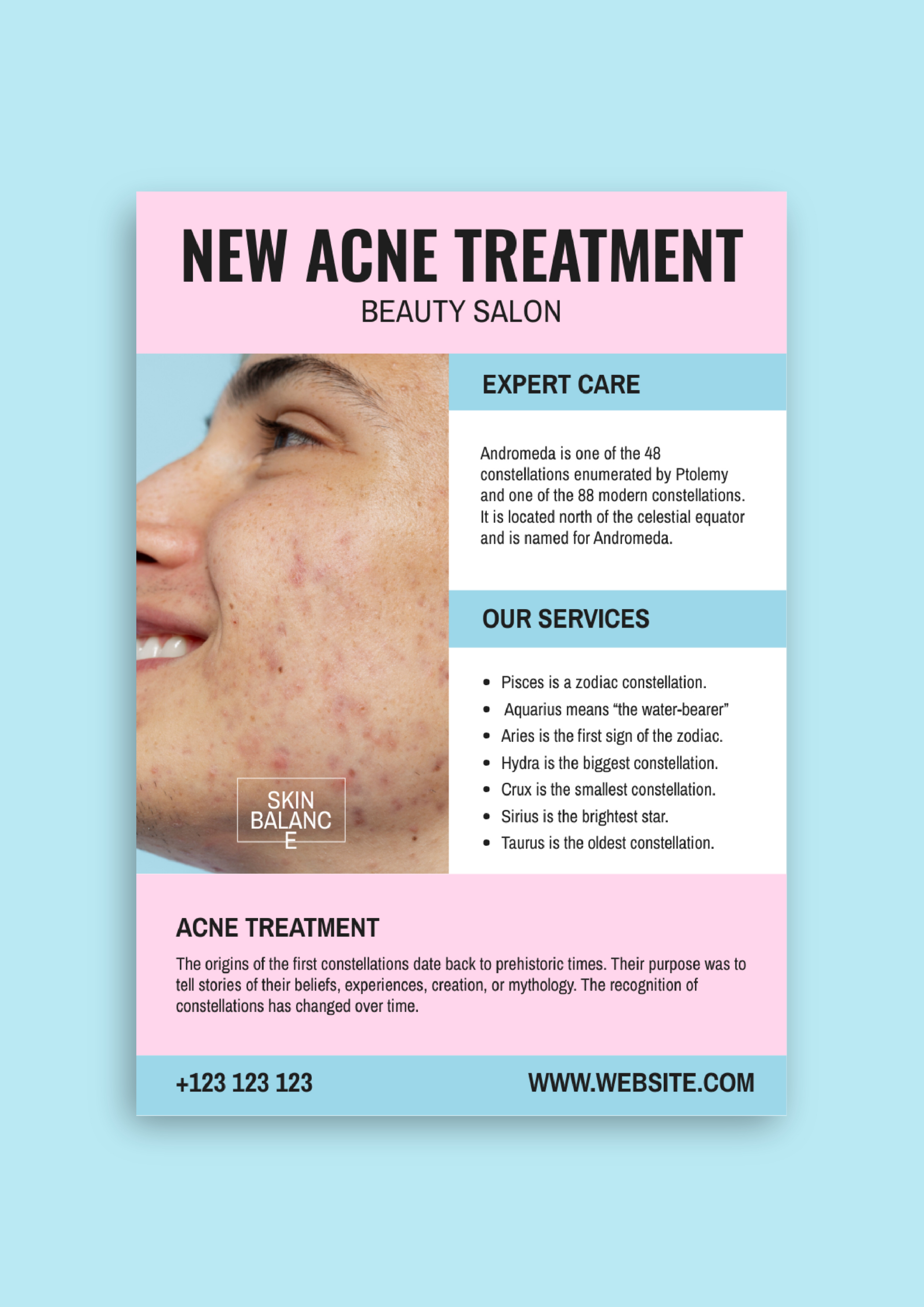 Edit This Pastel Grid Skin Balance Beauty Salon Acne Treatment inside Acne Free Coupons Printable