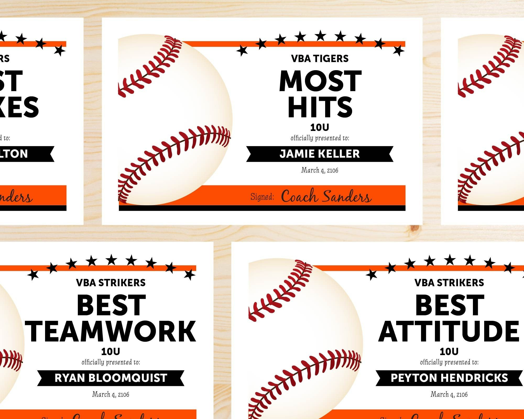 Editable Baseball Award Certificates Instant Download Printable within Free Printable Baseball Certificates