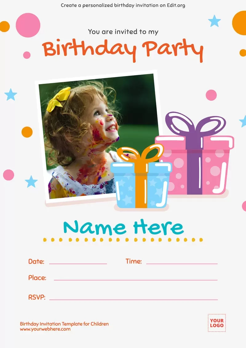 Editable Birthday Invitation Templates with regard to Free Printable Birthday Party Invitations With Photo