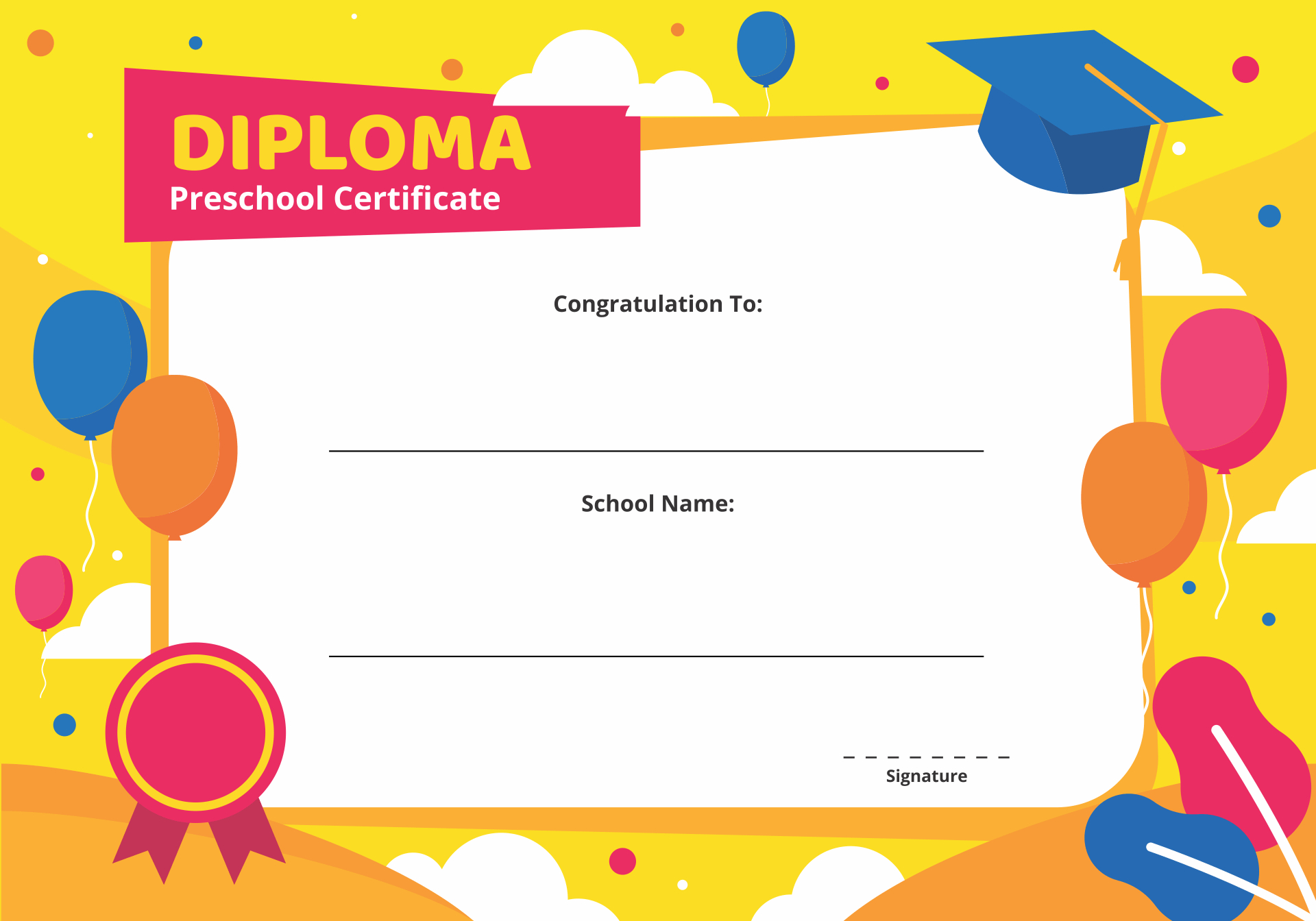 Editable Free Printable Kindergarten Certificate Templates in Preschool Graduation Diploma Free Printable