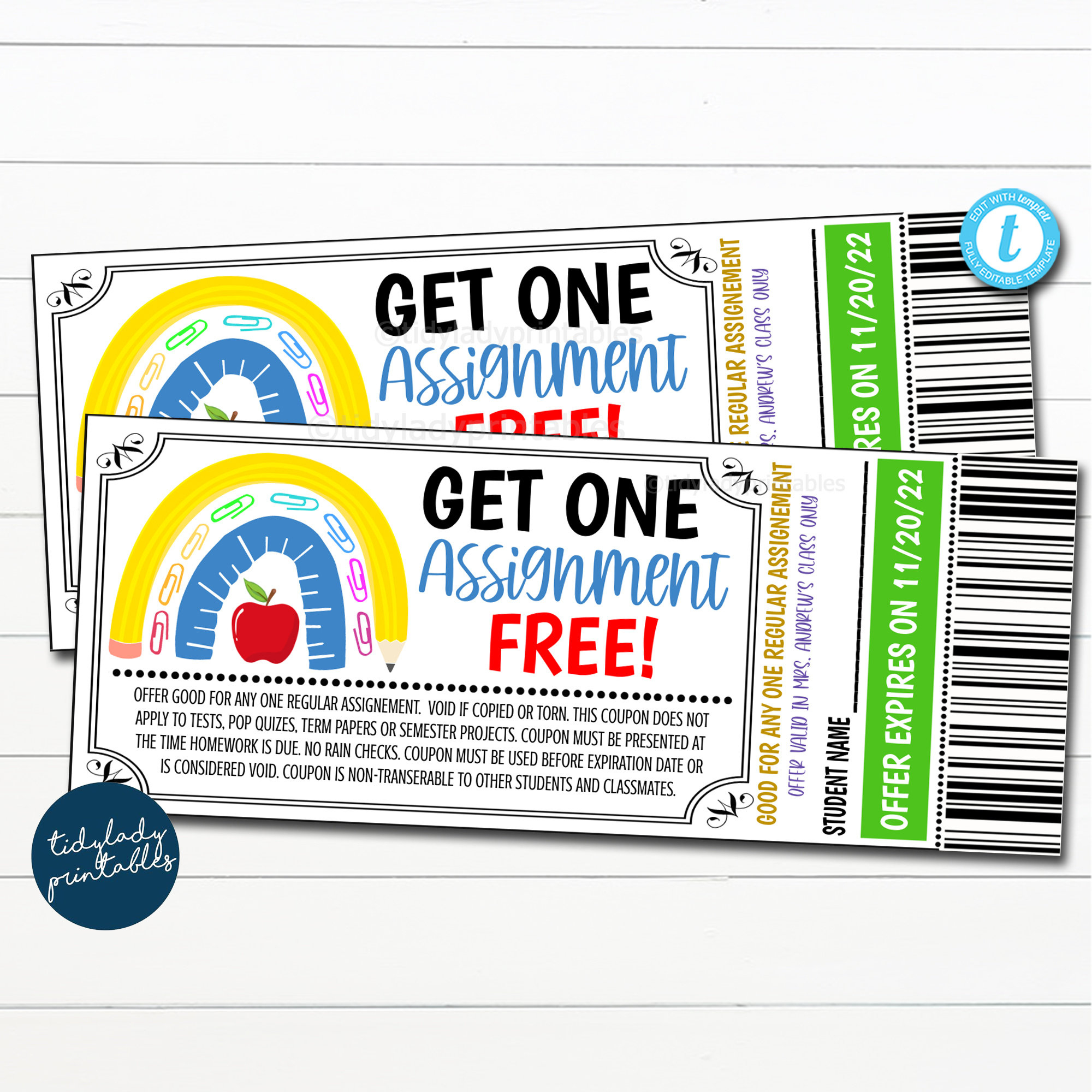 Editable Kids Homework Coupon, Kids Homework Pass, High School intended for Free Printable Homework Pass Coupon