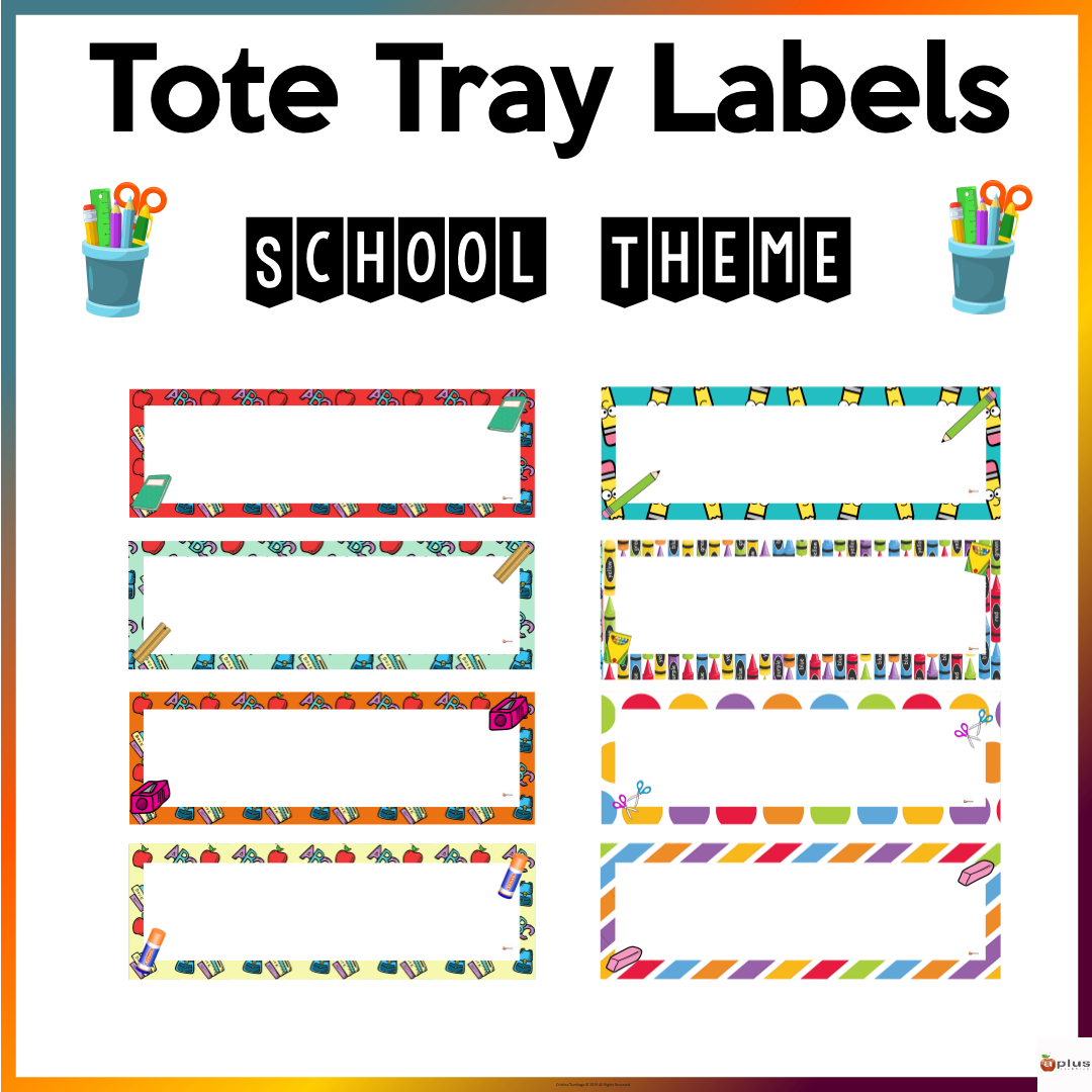 Editable Tote Tray Labels School Theme - Australian Teachers Marketplace for Free Printable Classroom Tray Labels