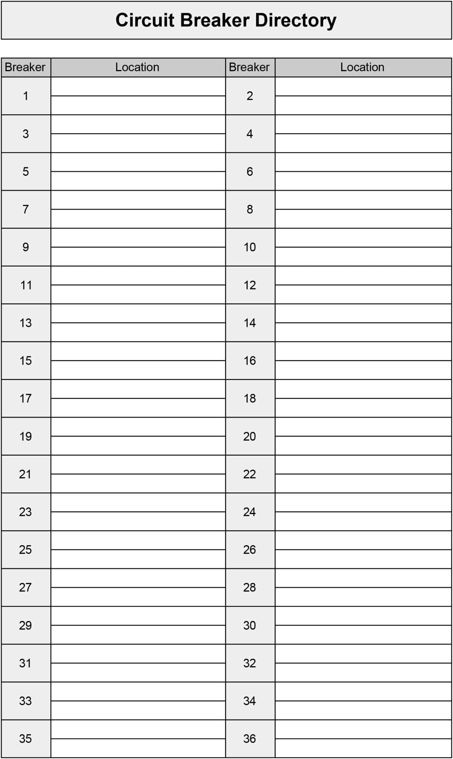 Electrical Panel Labeling Templates: Download &amp;amp; Print For Free! pertaining to Free Printable Circuit Breaker Panel Labels