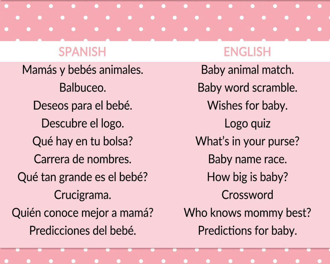 Elephant Baby Shower Games In Spanish And English. Bilingual with regard to Free Printable Baby Shower Games In Spanish