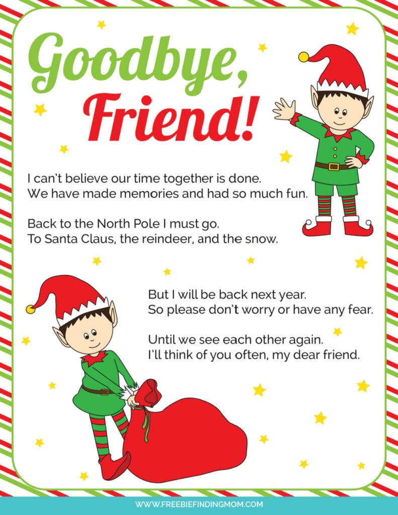 Elf On The Shelf Goodbye Letter Free Printable - Freebie Finding Mom throughout Goodbye Letter From Elf on the Shelf Free Printable