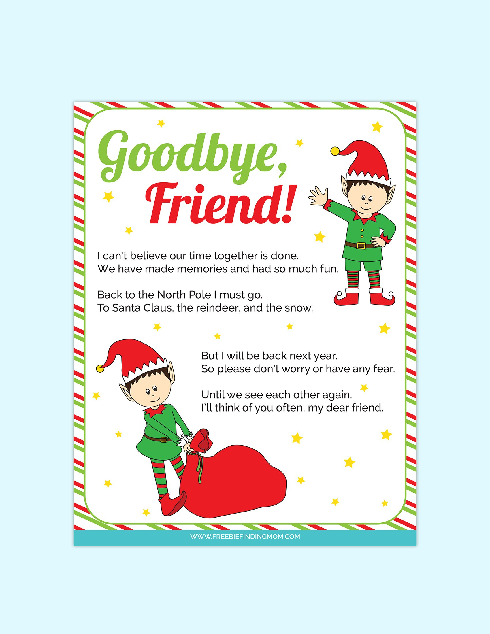 Elf On The Shelf Goodbye Letter Free Printable - Freebie Finding Mom with regard to Elf On The Shelf Goodbye Letter Free Printable
