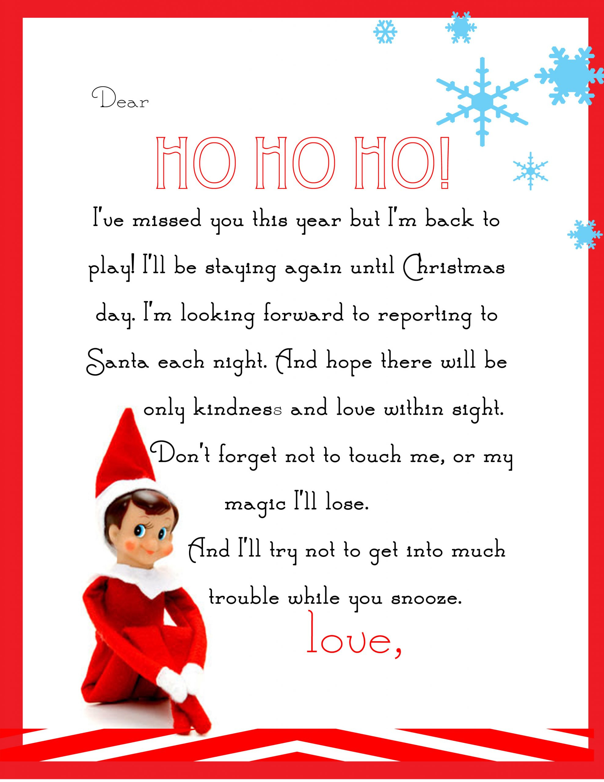 Elf On The Shelf Letter {Free Printable} intended for Free Printable Elf on the Shelf Letter