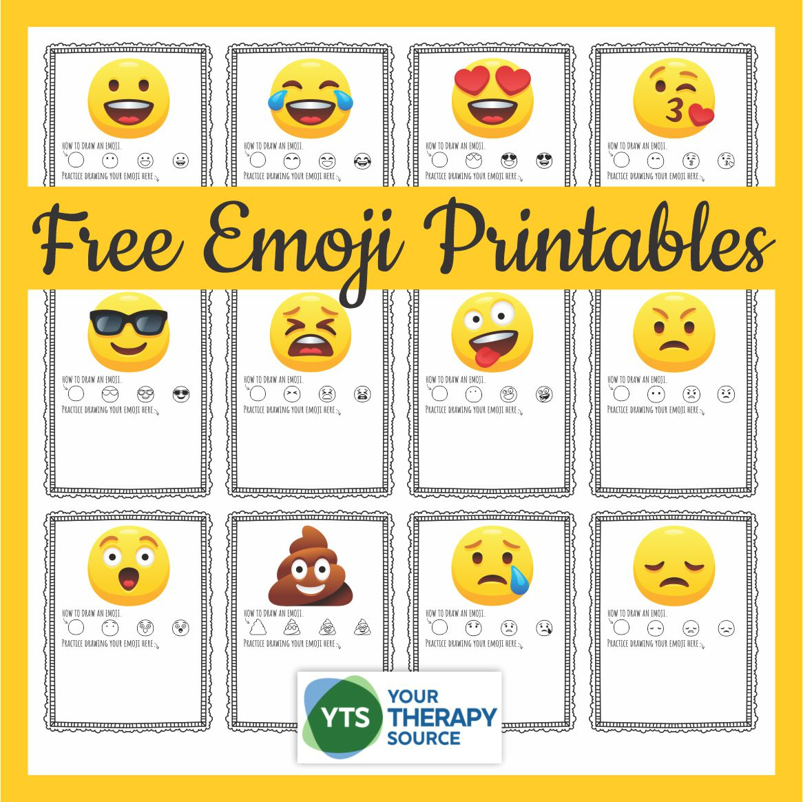 Emoji Printables - How To Draw Emoji Faces - Your Therapy Source throughout Free Emoji Printables