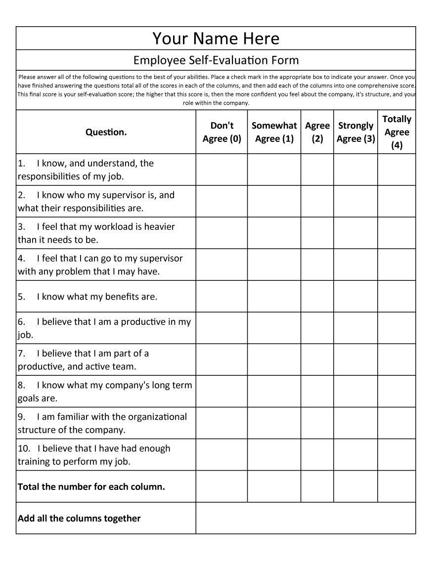 Employee Self Evaluation Form | Employee Performance Review throughout Free Employee Self Evaluation Forms Printable
