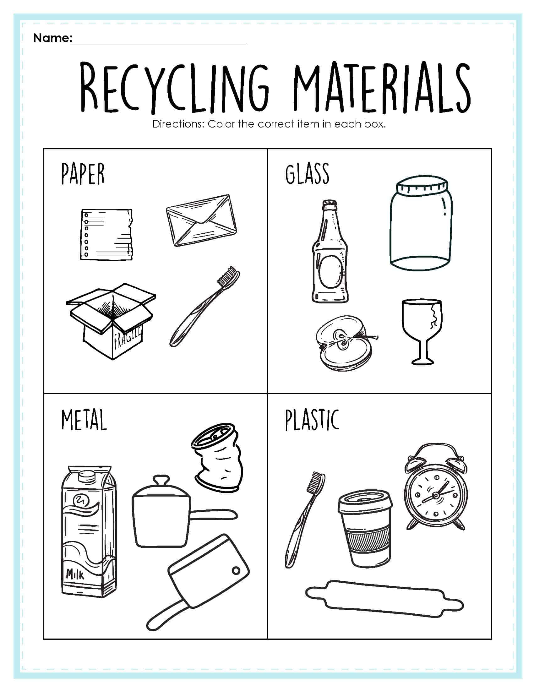 Engaging Recycling Worksheets For Preschoolers | Fun Activities for Free Printable Recycling Worksheets