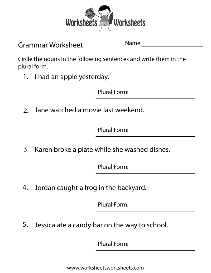 English Grammar Worksheet | Worksheets Worksheets in Free Printable Third Grade Grammar Worksheets