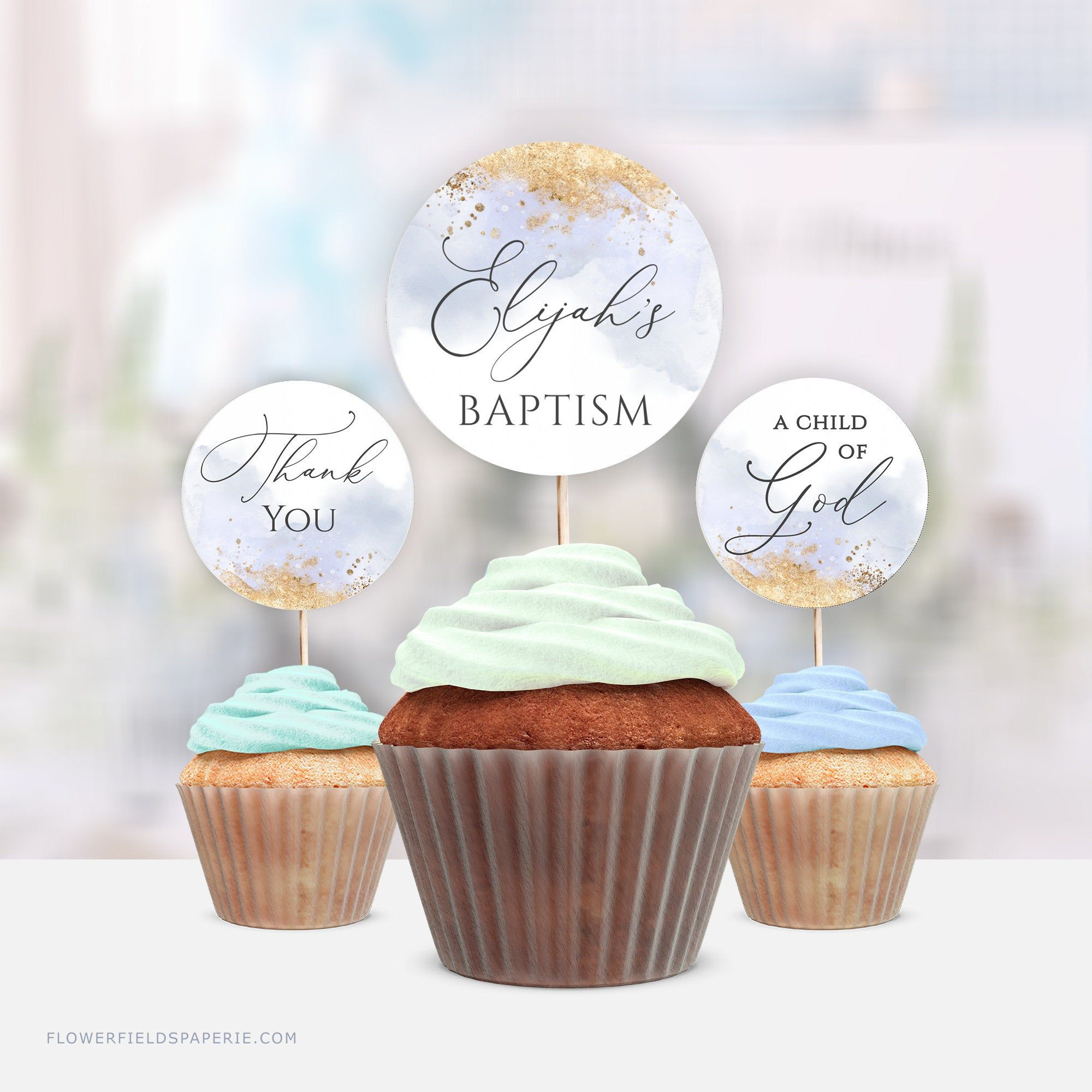 Épinglé Sur Products throughout Baptism Cupcake Toppers Printable Free