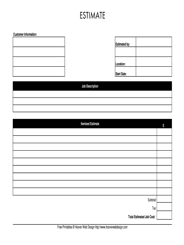 Estimate Template - Fill Online, Printable, Fillable, Blank throughout Free Printable Job Quote Forms