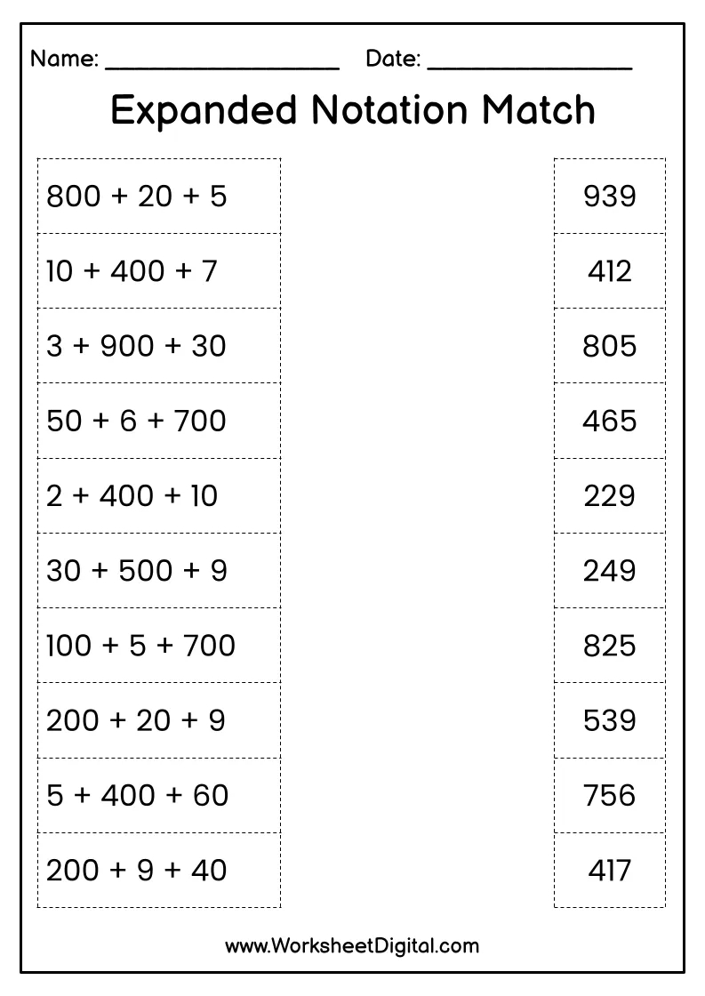 Expanded Notation - Worksheet Digital for Free Printable Expanded Notation Worksheets