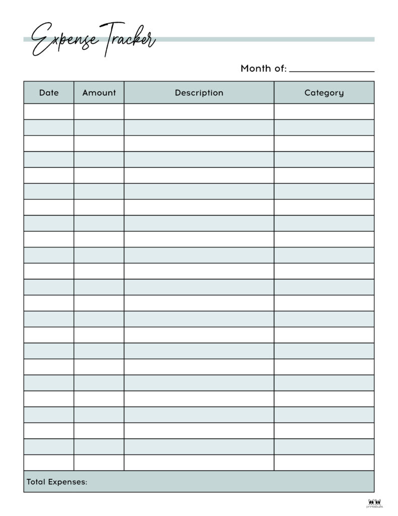 Expense Tracker Printables - 20 Free Options | Printabulls inside Free Printable Finance Sheets