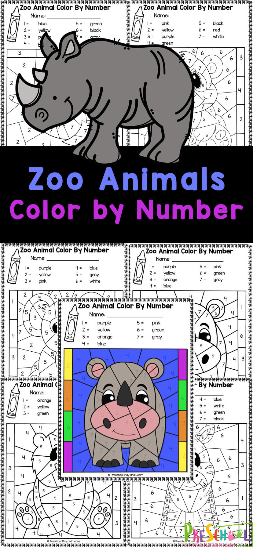 🐼 Free Printable Zoo Animals Colornumber Worksheets throughout Free Printable Zoo Worksheets