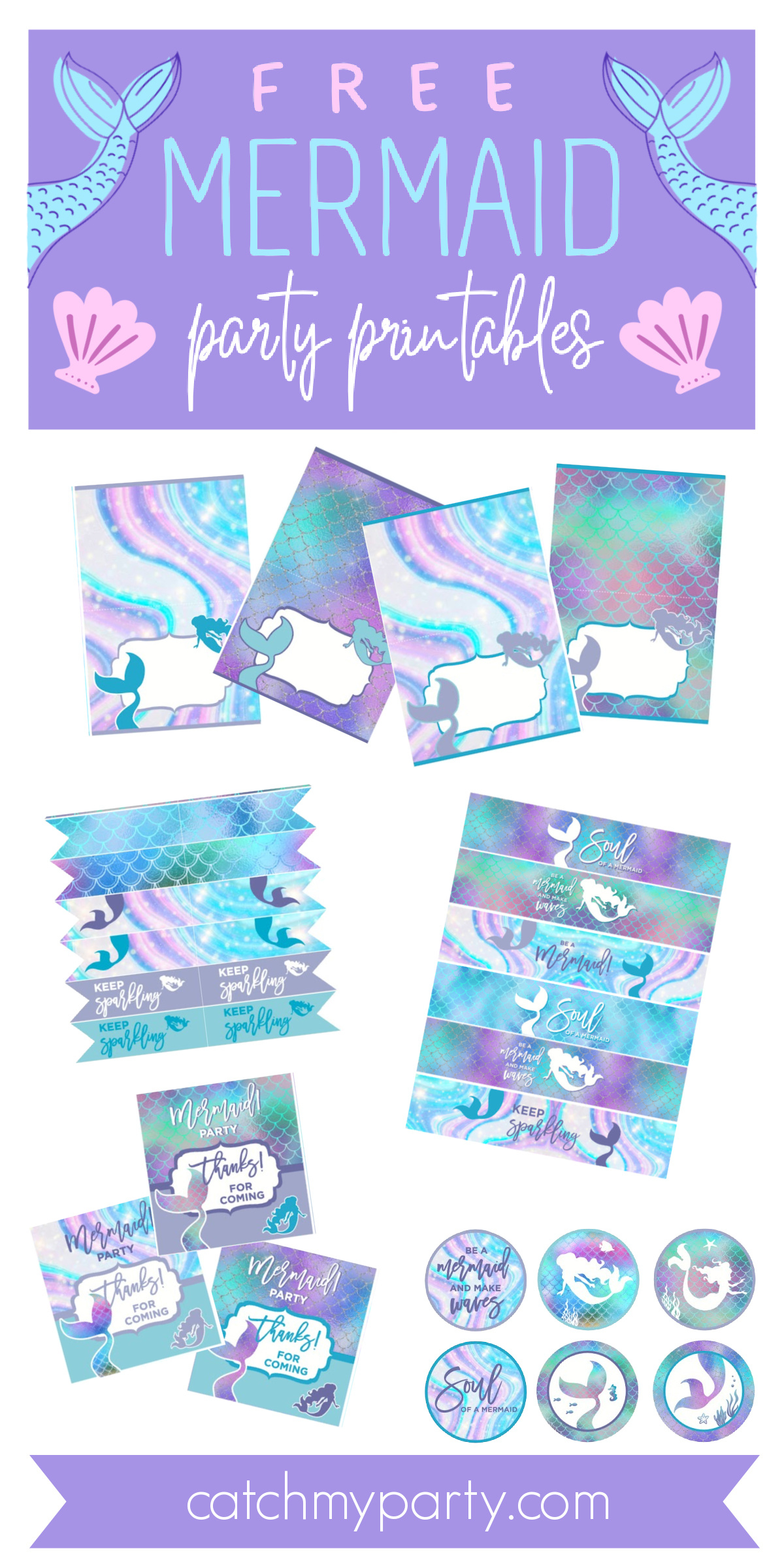 Fabulous Free Mermaid Party Printables! | Catch My Party inside Free Mermaid Party Printables