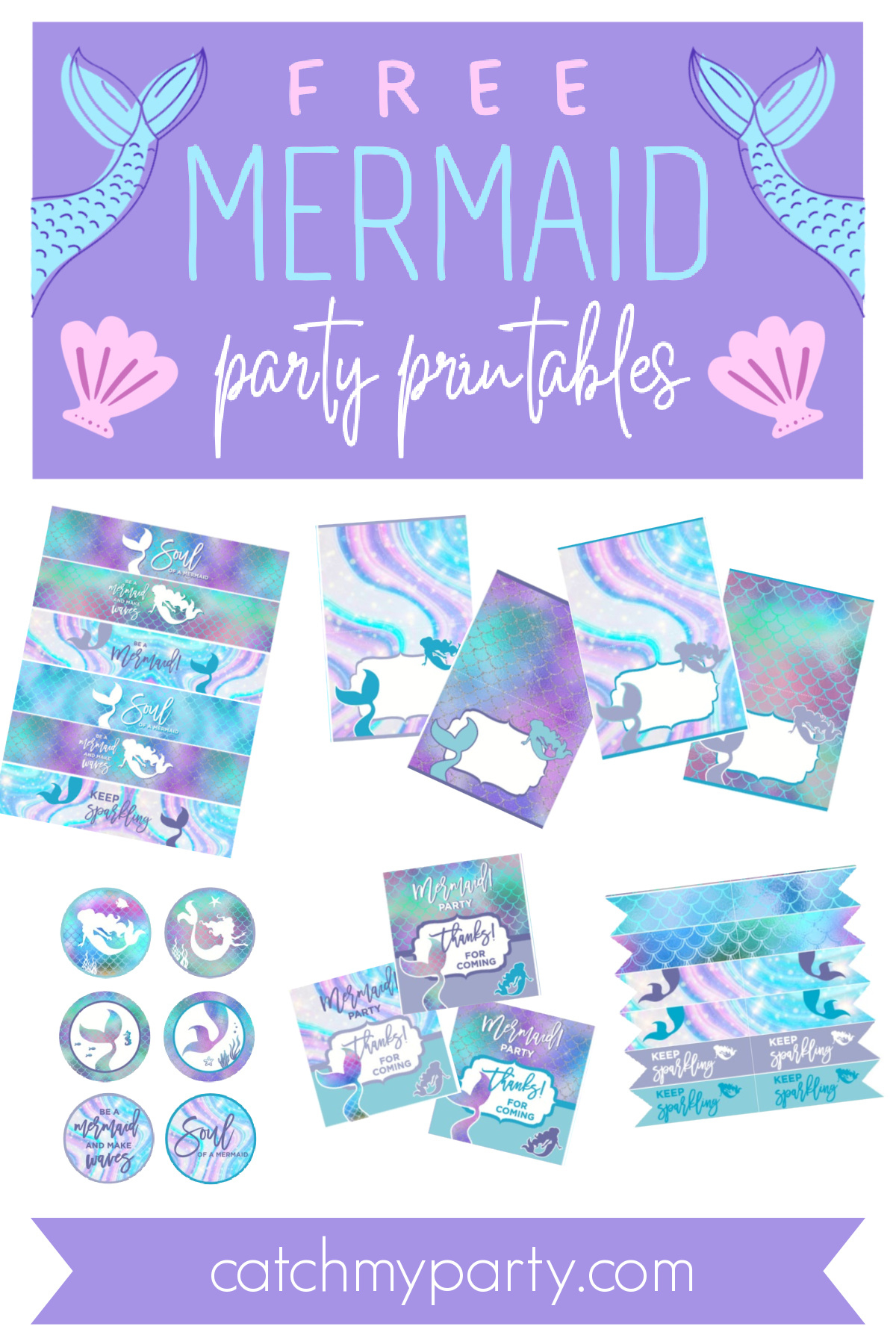 Fabulous Free Mermaid Party Printables! | Catch My Party intended for Free Mermaid Printables