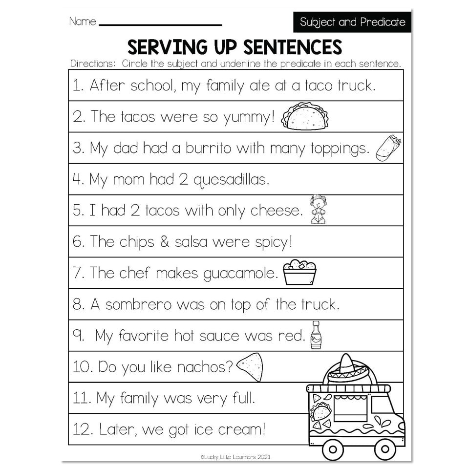 Fall - Early Finishers 2Nd Grade - Ela - Subject &amp;amp; Predicate with regard to Free Printable Subject Predicate Worksheets 2nd Grade