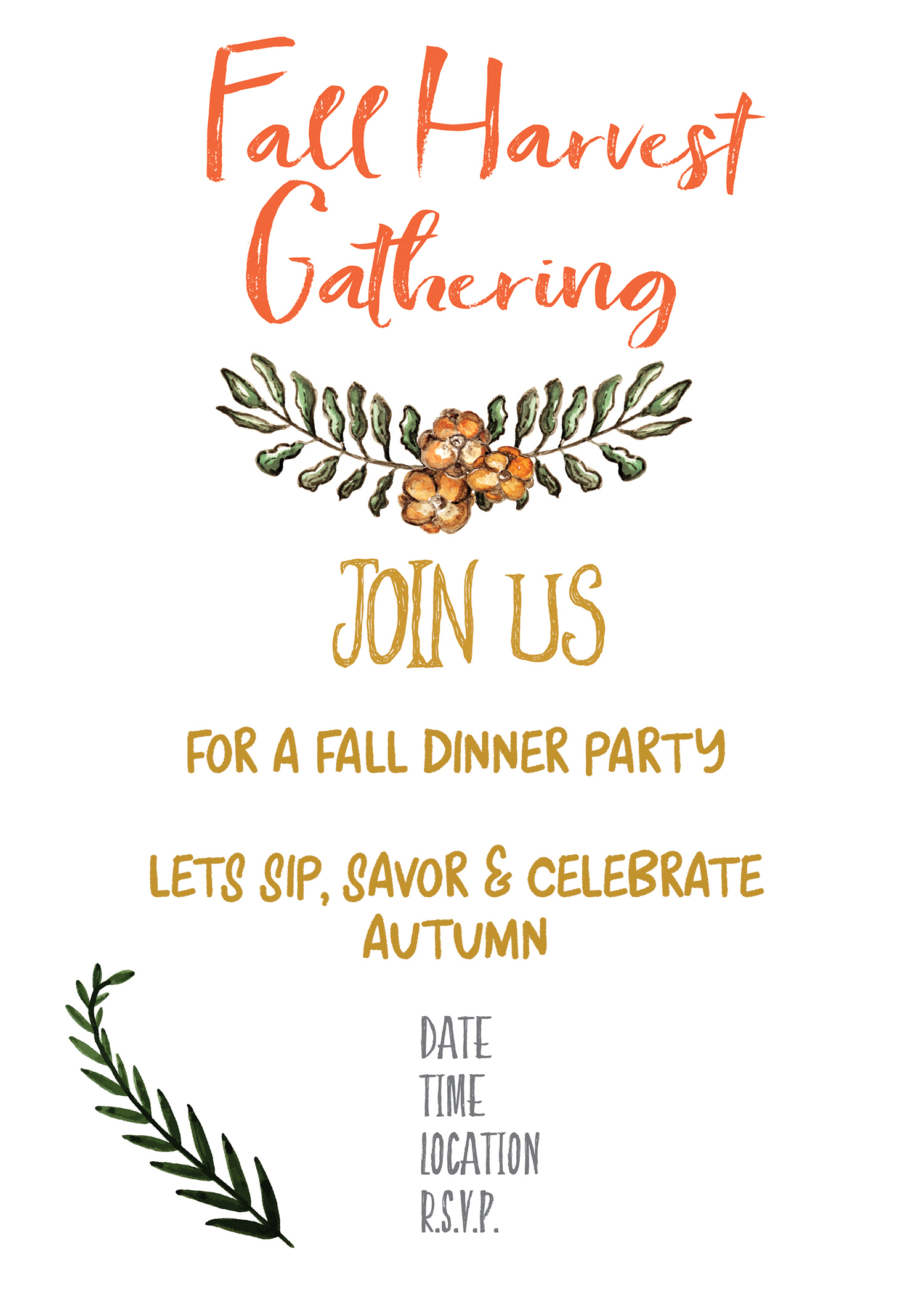 Fall Harvest Party Invitation Printable - Gather For Bread inside Free Printable Fall Festival Invitations