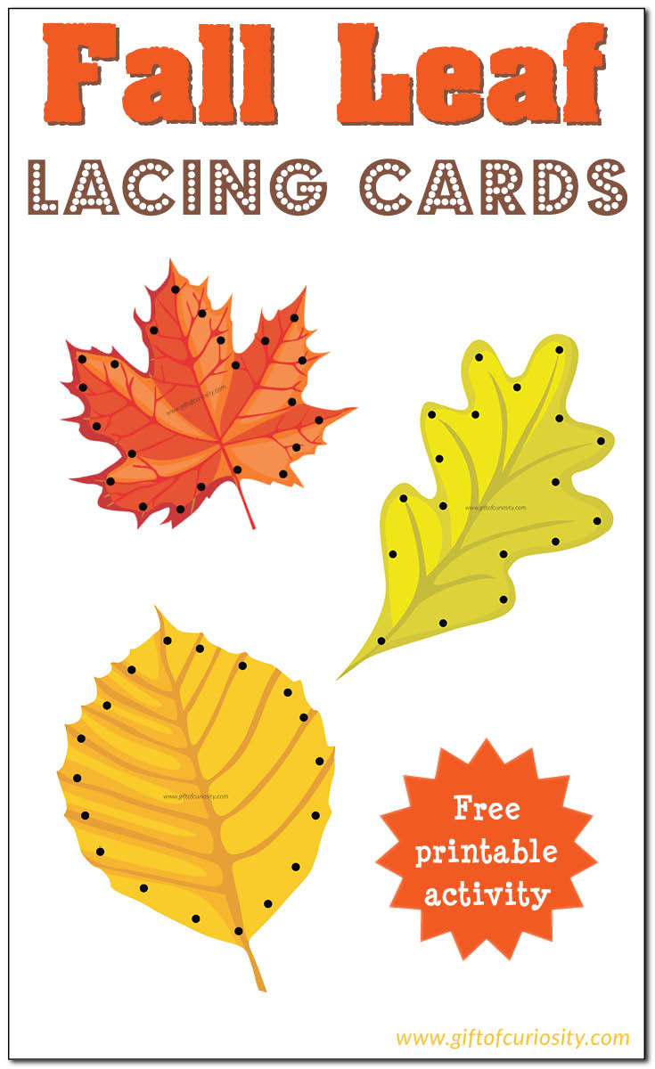 Fall Leaf Lacing Cards {Free Printable} - Gift Of Curiosity with regard to Free Printable Lacing Cards